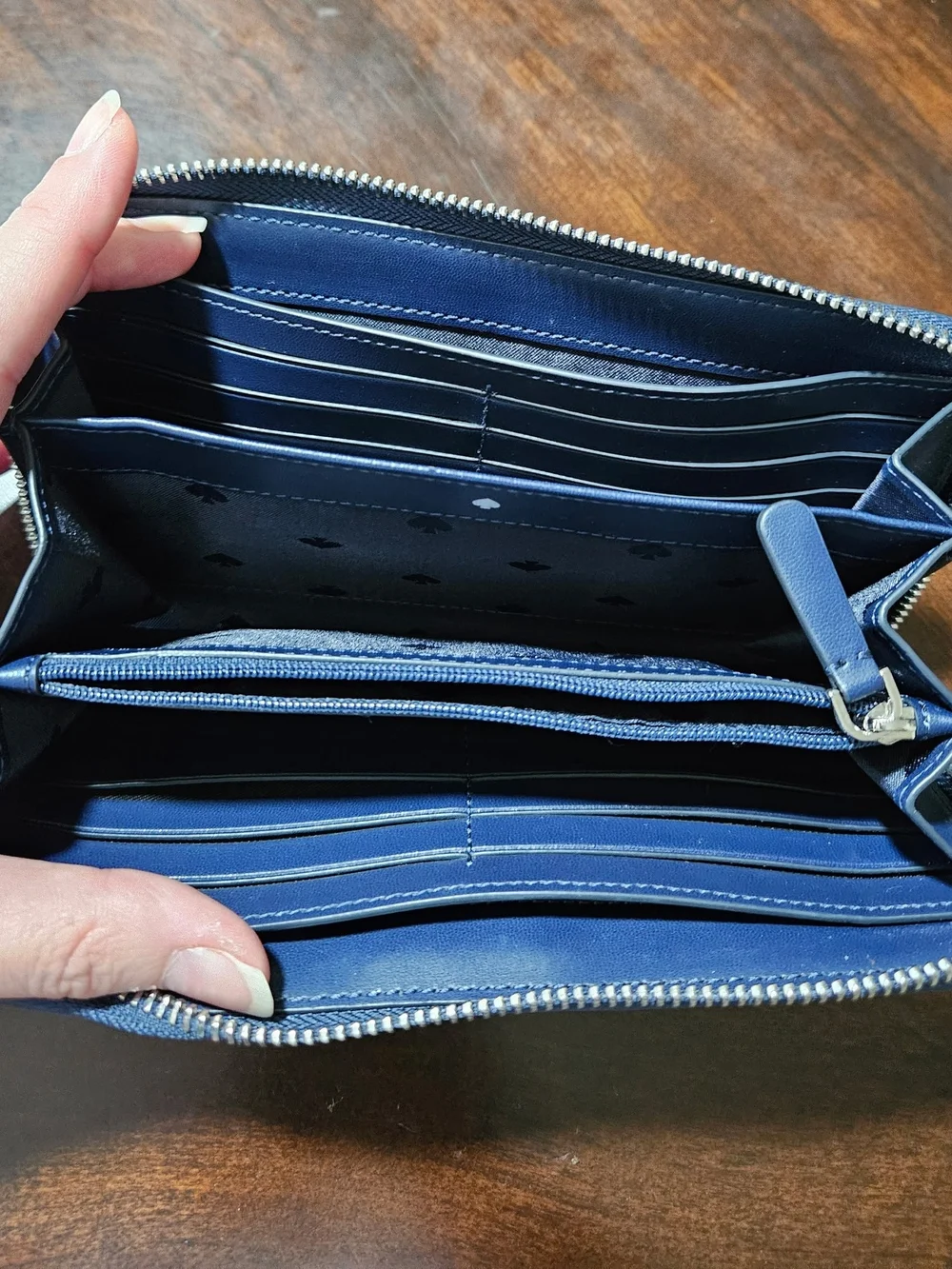 kate spade Two-Tone Navy and Light Blue Zip Wallet